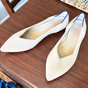 Rothy's Cream Flats with Blue Trim